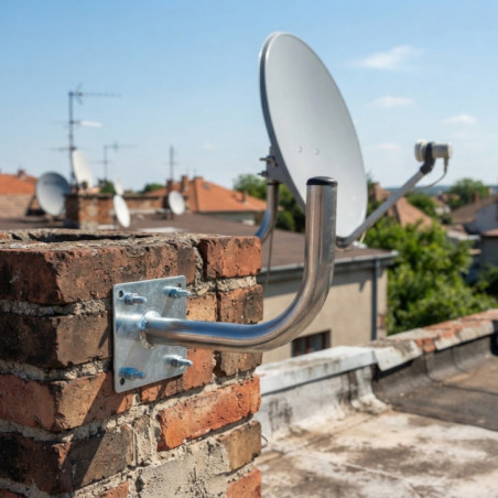 Supporto per antenna a parete | Palo per antenna a L | Ø 35 mm | 28,4 x 19,4 cm | Supporto TV in acciaio | Accessori per parabol