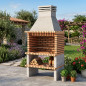 Calpe Brick Barbecue 120x70x250 cm with Grill 104x55 cm | Concrete and Brick Barbecue for Garden