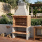 Churrasqueira de tijolos Calpe 120x70x250 cm com grelha 104x55 cm | Churrasqueira de concreto e tijolos para jardim