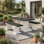 Conjunto Picnic Jardín Kitaway Mesa 180 cm + 2 Bancos | Mobiliario Exterior Jardín Terraza