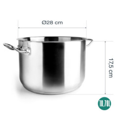 Casseruola Lacor da 28 cm in acciaio inox senza coperchio | Adatta a tutti i piani cottura | Capacità 17,5 litri | Lavabile in l