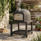 Kitaway Holzbackofen mit Unterschrank 120x120x170 cm Schwarz | Außenbackofen mit Isolierung und Manometer