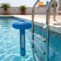 Termômetro flutuante para piscina, design cilíndrico, escala em Celsius e Fahrenheit, com cordão para fixação na escada Termômetro flutuante para piscina, design cilíndrico, escala em Celsius e Fahrenheit, com cordão para fixação na escada