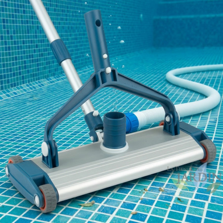 Limpiafondos de Aluminio para Piscinas, Fijación con Palomillas, Limpieza Eficiente
