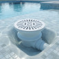 White circular drain. 
