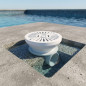 White circular drain. 
