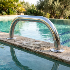 Agarradera de Acero Inoxidable para Piscinas, Tubo Ø 43 mm Pulido Brillante, 0.5 metros