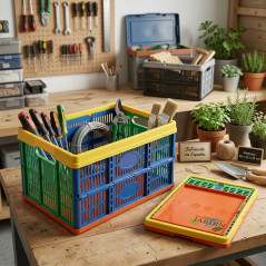 Caixa dobrável 48x35x23 cm | Organizador para ferramentas e armazenamento compacto