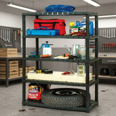 Scaffalatura in resina con 5 ripiani, 93x46x185 cm | Scaffalatura per attrezzi e contenitori