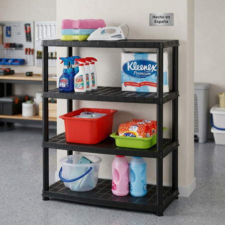 Resin Shelving Unit with 4 Shelves, 60x30x133 cm | Storage for Tools and Products