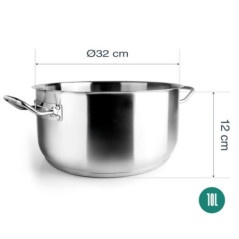 Lacor 32cm Stainless Steel Casserole Dish without Lid | Suitable for All Stovetops | 10L Capacity | Dishwasher Safe