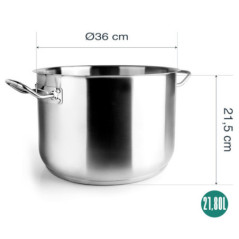 Lacor 36cm Stainless Steel Casserole Dish without Lid | Suitable for All Stovetops | 21.8L Capacity | Dishwasher Safe
