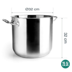 Olla sin Tapa 32cm Acero Inoxidable Lacor | Para Todo Tipo de Cocinas | Capacidad 25,5L | Alto 32cm | Apto para Lavavajillas