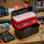 Boîte à outils vide, Boîte à outils portable à 3 couches, 44x21x20 cm, peut être entièrement ouverte