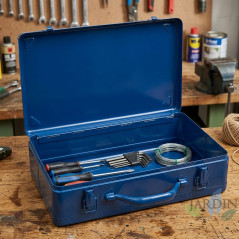 Valigetta in Metallo Blu, Scatola porta Attrezzi Vuota 39 x 24 x 10 cm