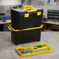 Servante Porte Outils 3 En 1 - Boite À Outils Détachable - Poignée Télescopique -Cadenassable 58x27x46 cm