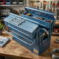 Boîte à outils vide bleu grand 5 compartiments caisse à outils mallette à outils coffre de rangement outillage 43x20x21cm garage