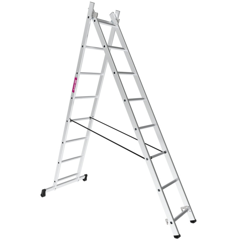 Échelle convertible en aluminium 8+8 marches | Échelle multipositions | Échelle de 3,41 m | Charge maximale : 150 kg