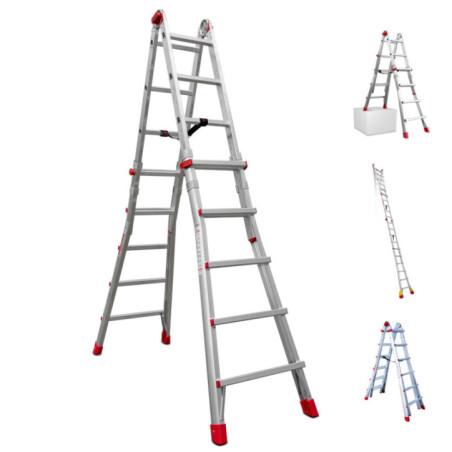 Scala in alluminio multiposizione 12+12 gradini | Scala convertibile | Scala a pioli da 5,88 m | Portata massima 150 kg