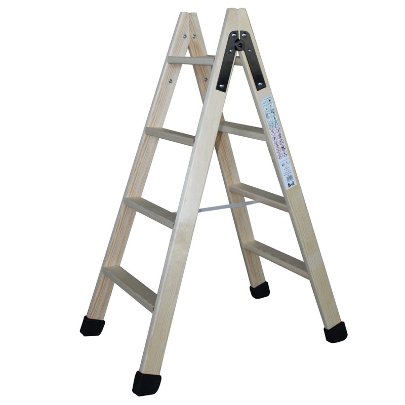 Wooden Ladder 4+4 Steps | Folding Ladder | Step Ladder | Max. load 150 kg Wooden Ladder 4+4 Steps | Folding Ladder | Step Ladder | Max. load 150 kg