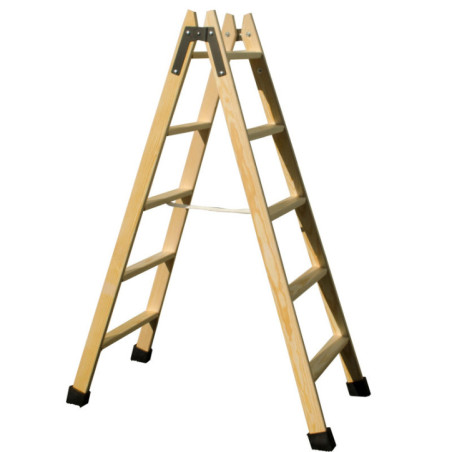 Échelle en bois 5+5 marches | Échelle pliante | Escabeau de 1,4 m | Charge maximale 150 kg