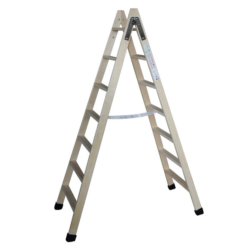 Wooden Ladder 7+7 Steps | Folding Ladder | Step Ladder | Max. load 150 kg Wooden Ladder 7+7 Steps | Folding Ladder | Step Ladder | Max. load 150 kg