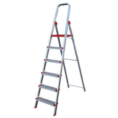 Aluminum Domestic Ladder with 6 Wide Steps | Folding Ladder | Home Ladder | Max. Load 150 kg