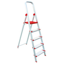 Escalera Aluminio Doméstica 5 Peldaños Anchos | Escalera Plegable | Escalera Hogar | Carga max. 150 kg