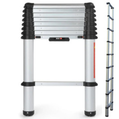 Échelle télescopique en aluminium à 8 marches | Échelle extensible | Échelle pliante | Charge maximale : 150 kg