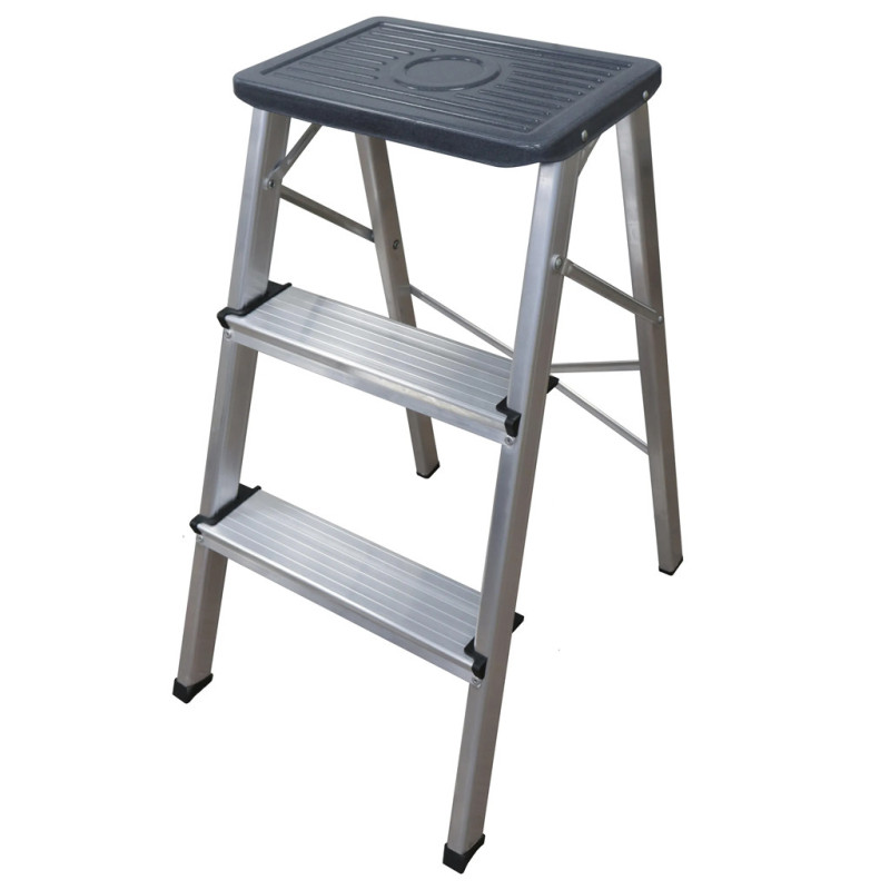 Échelle 3 marches en aluminium | Tabouret pliant | Échelle pour la maison et le bricolage | Charge maximale : 150 kg