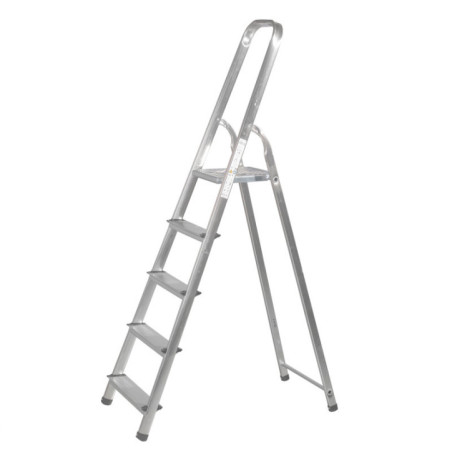 Scala domestica in alluminio e acciaio, 5 gradini | Scala pieghevole | Scala per casa e fai da te | Portata massima 150 kg
