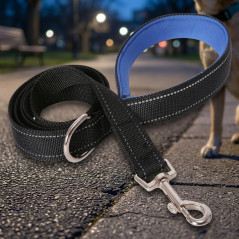 Correa Reflectante para Perros 150 cm Azul | Correa de Paseo para Mascotas | Mayor Visibilidad y Seguridad en Paseos Nocturnos
