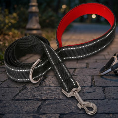 Coleira refletiva para cães 150 cm vermelha ideal para segurança em passeios noturnos
