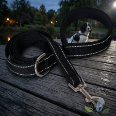 Correa Reflectante para Perros 150 cm Negra | Correa de Paseo para Mascotas | Mayor Visibilidad y Seguridad en Paseos Nocturnos