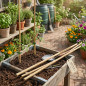Pack of 4 Plant Support Stakes for Raised Beds 1x1x153 cm | Plant Support and Organization Rods | Plant Stakes