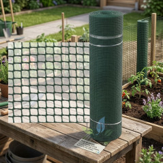 Filet en Plastique vert 1x25 m (11x11mm), Grille de Protection Multi-usages pour Balcons, Terrasses, Portails et Clôtures