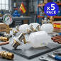 Pack 5 Válvula Flotador de Alta Presión de Acero Inoxidable | Válvula de Llenado para Depósitos y Tanques | Flotador Ajustable