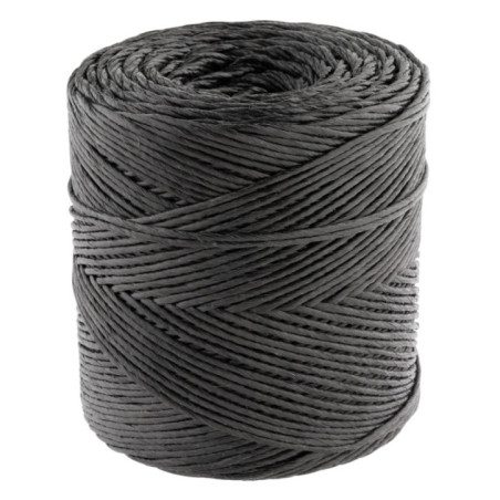 Corda de ráfia preta, 1,7 mm, 420 m | Ideal para embalagens, decoração, jardinagem, fotos, presentes e artesanato.