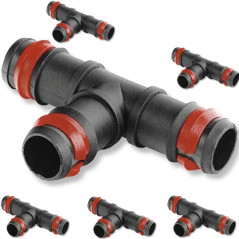 50 x 16mm drip irrigation tee with safety ring. Union for drip tube diameter 16 mm, black
