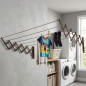 Tendedero de Ropa Extensible Plegable de Pared 120 cm | Tendedero Retráctil | Interior y Exterior | Secado de Ropa