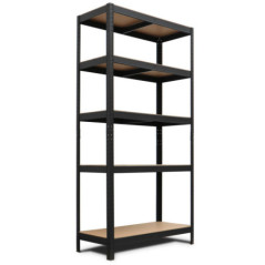 Estanteria Metálica Negra 180x90x40 cm | Estantería 5 Baldas | Carga Máx. 875 kg | 175 kg por Balda | Tableros HDF 5 mm