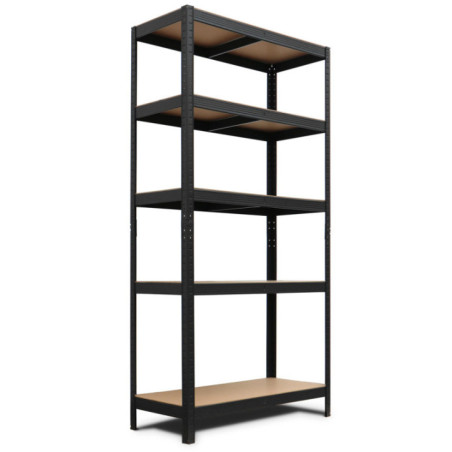 Étagère métallique noire 180 x 90 x 40 cm | 5 étagères | Charge maximale 875 kg | 175 kg par étagère | Panneaux HDF 5 mm