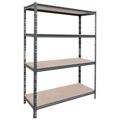 Schwarzes Metallregal 180 x 120 x 50 cm | 4 Regalböden | Max. Belastung 1200 kg | 300 kg pro Regalboden