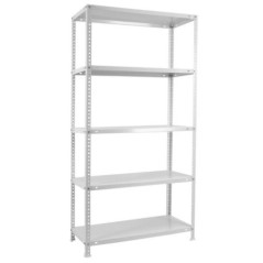 Weißes Metallregal 180 x 90 x 30 cm | 5 Böden | Max. Belastung 500 kg | 100 kg pro Boden