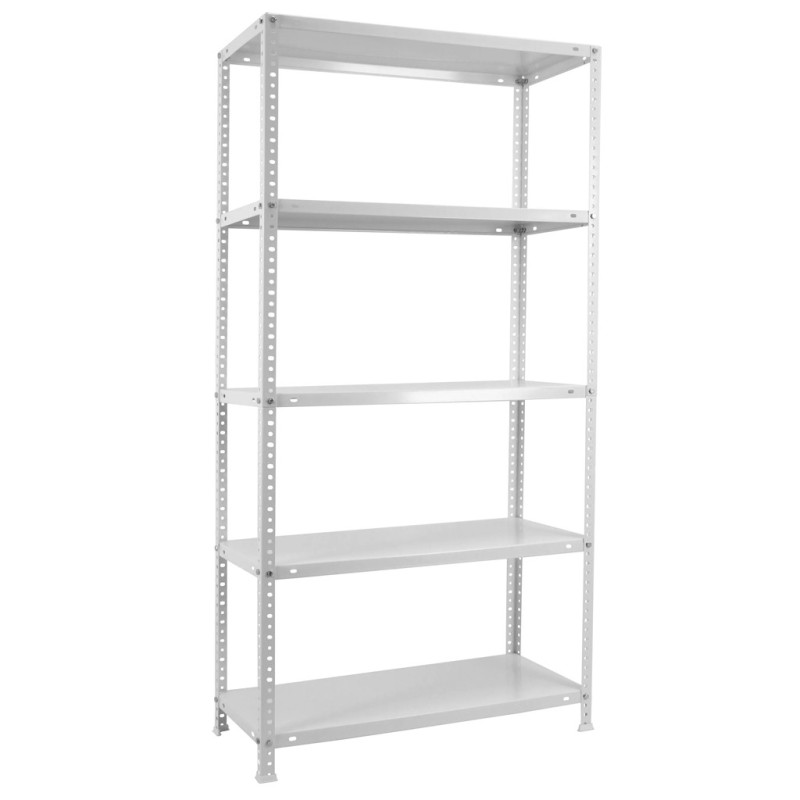 White Metal Shelving Unit 180x90x30 cm | 5 Shelves | Max. Load 500 kg | 100 kg per Shelf White Metal Shelving Unit 180x90x30 cm | 5 Shelves | Max. Load 500 kg | 100 kg per Shelf