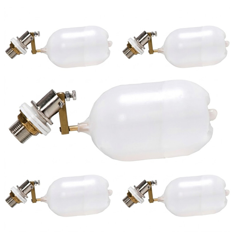 Pack 5 Válvula Flotador de Alta Presión de Acero Inoxidable | Válvula de Llenado para Depósitos y Tanques | Flotador Ajustable