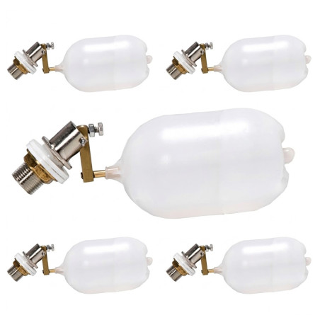Pack 5 Válvula Flotador de Alta Presión de Acero Inoxidable | Válvula de Llenado para Depósitos y Tanques | Flotador Ajustable