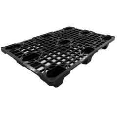 Schwarze Palette 120 x 80 x 14,5 cm | Stapelbare Transportpalette | Polyethylen hoher Dichte | Leicht und robust