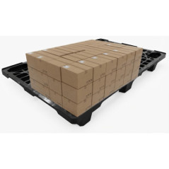Schwarze Palette 120 x 80 x 14,5 cm | Stapelbare Transportpalette | Polyethylen hoher Dichte | Leicht und robust