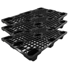 Pallet nero 120x80x14,5 cm | Confezione da 3 pallet impilabili per il trasporto | Polietilene ad alta densità | Leggero e resist